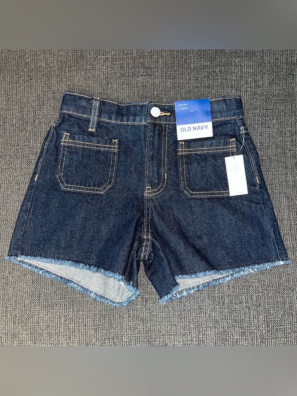 NEW Big Girls Size 8 Old Navy Dark Blue Denim Cutoff Shorts with Front Pockets